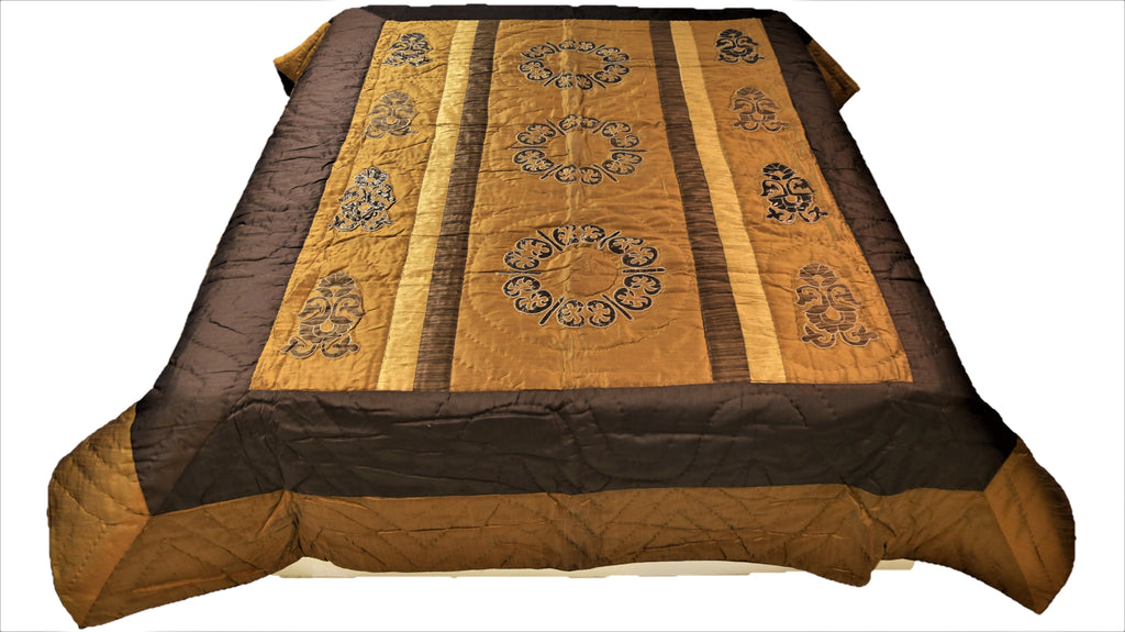 Patch Work(Brown) PolyCotton Quilt (90x108 Inch) - Jagdish Store Online Since 1965