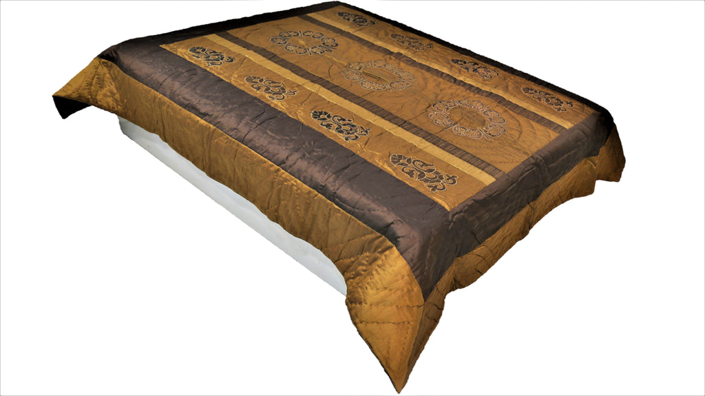 Patch Work(Brown) PolyCotton Quilt (90x108 Inch) - Jagdish Store Online Since 1965