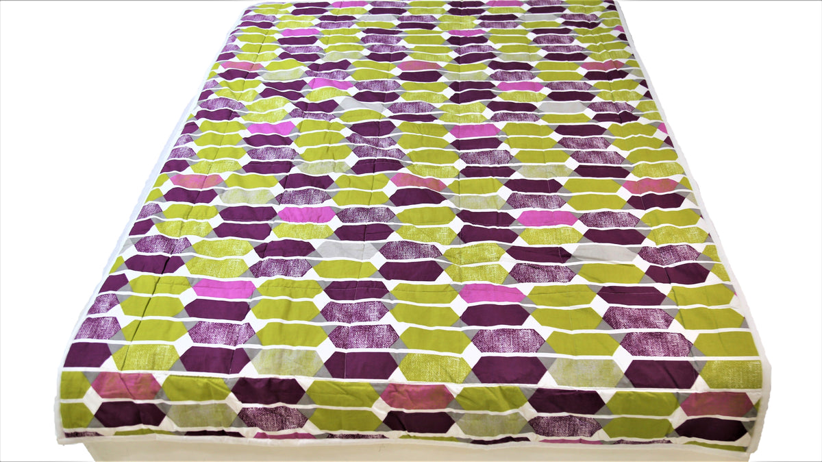 Printed(Purple/Green) Cotton Quilt (60x90 Inch)-200 GSM - Jagdish Store Online Since 1965