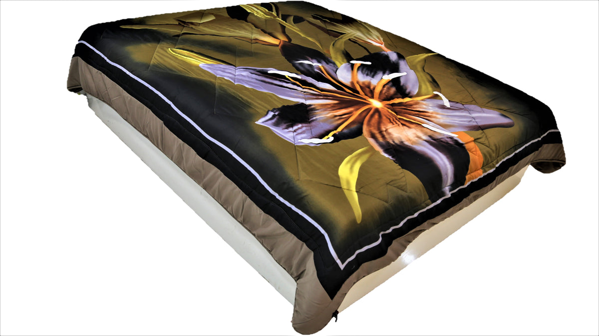 Beige Printed Polycotton AC Quilt front view