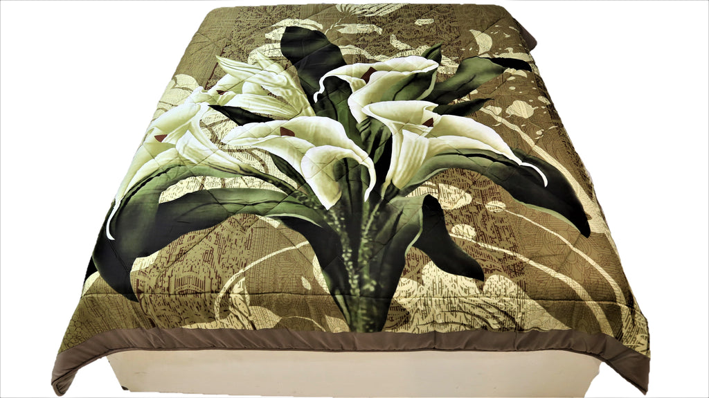 Printed(Green) PolyCotton AC Quilt (84x94 Inch)-250 GSM - Jagdish Store Online Since 1965