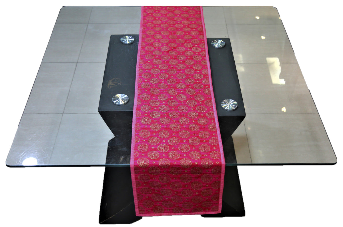 Pink Dupion Silk Table Runner 13 X 78 inch front view