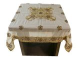 Hand Embroidery  (40 X 40 Inch) Table Cover(Cream)-Organza - Jagdish Store Online Since 1965